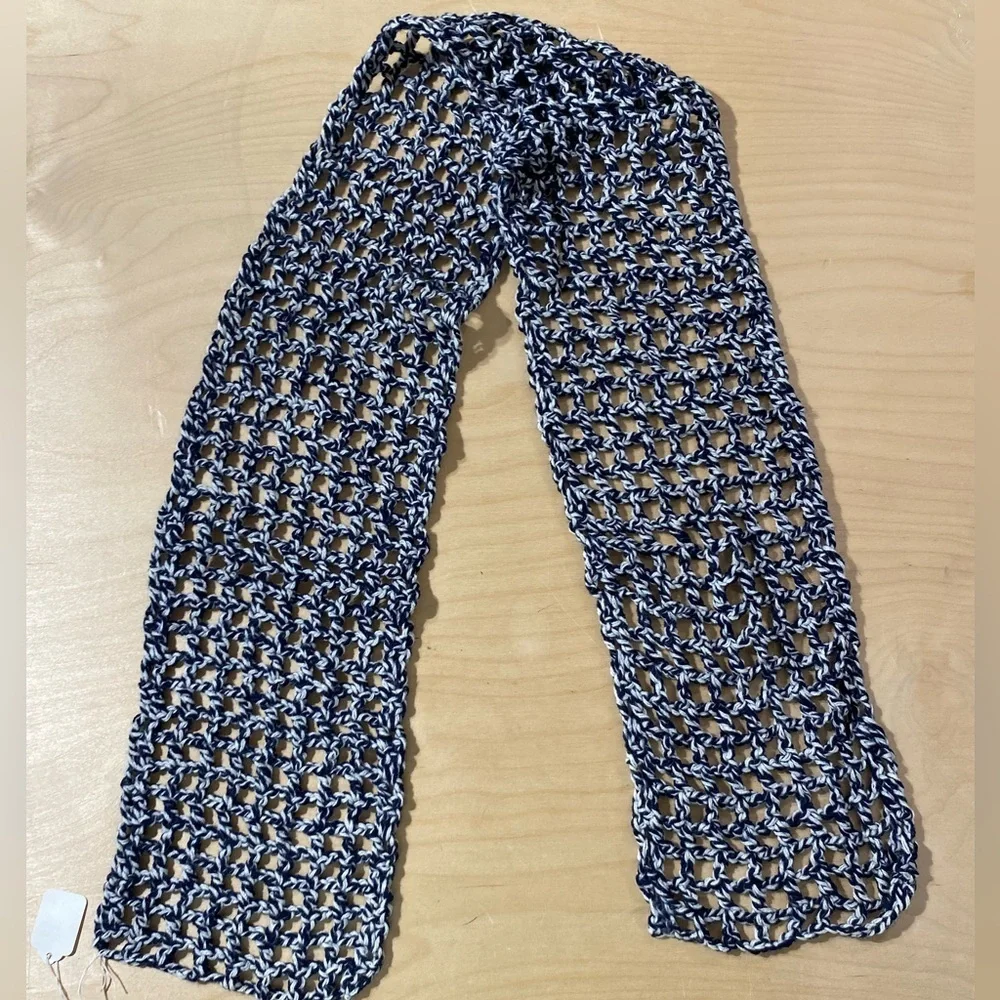 Handmade Crochet Scarf in Black and White (OS)